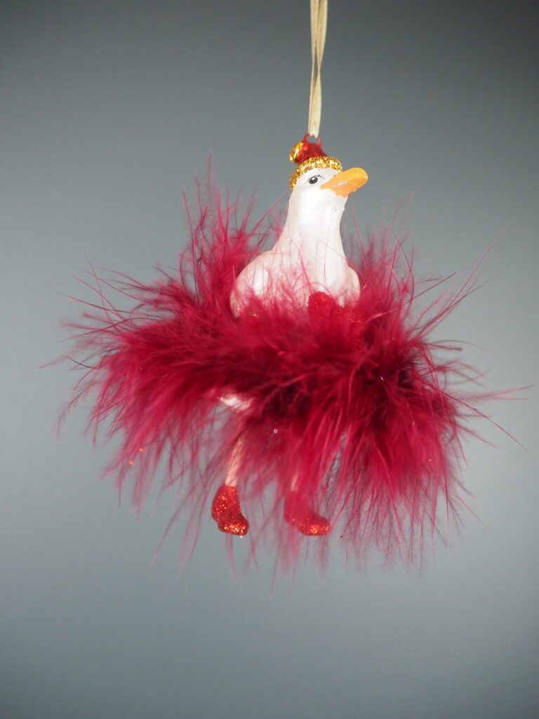 Goose orn in red maribu skirt orn - Image 4