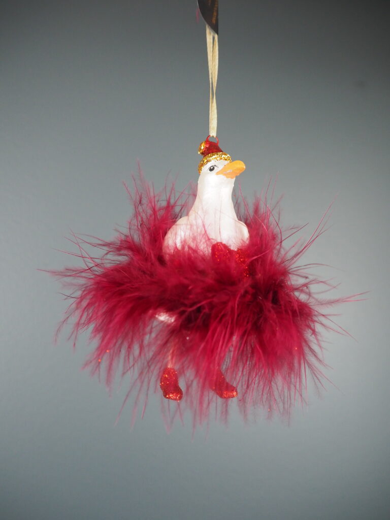 Goose orn in red maribu skirt orn - Image 5