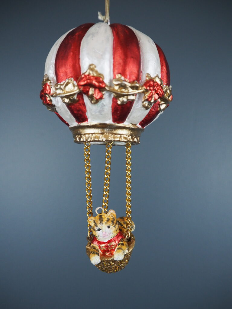 Cat Balloon red/white orn - Image 4