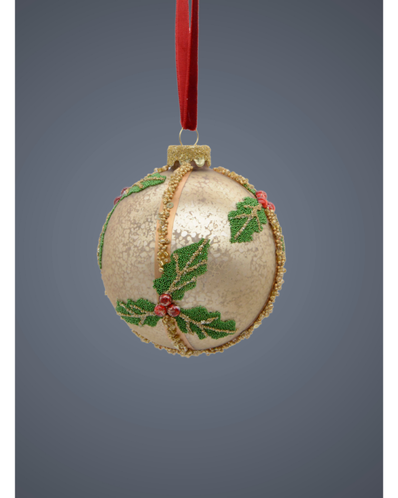 Glass ball poinsetta gold