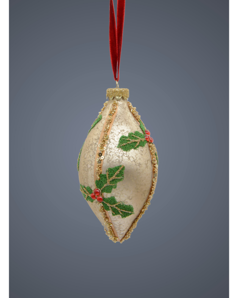 Glass double point poinsetta gold