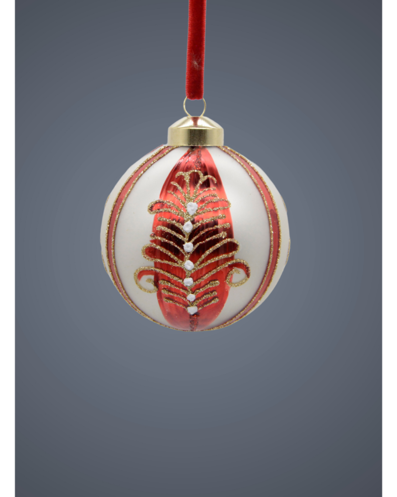 Glass ball red/white
