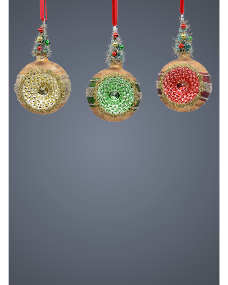 Glass reflector w tree set of 3