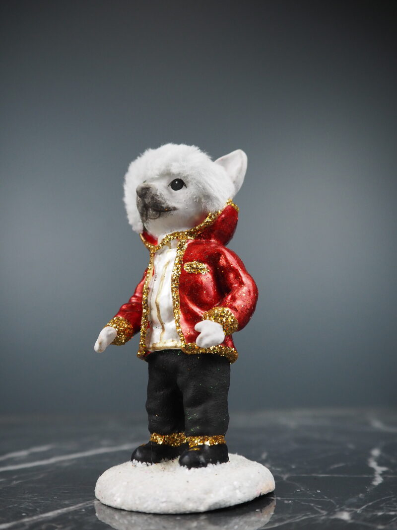 Dave dog open jacket in red stand