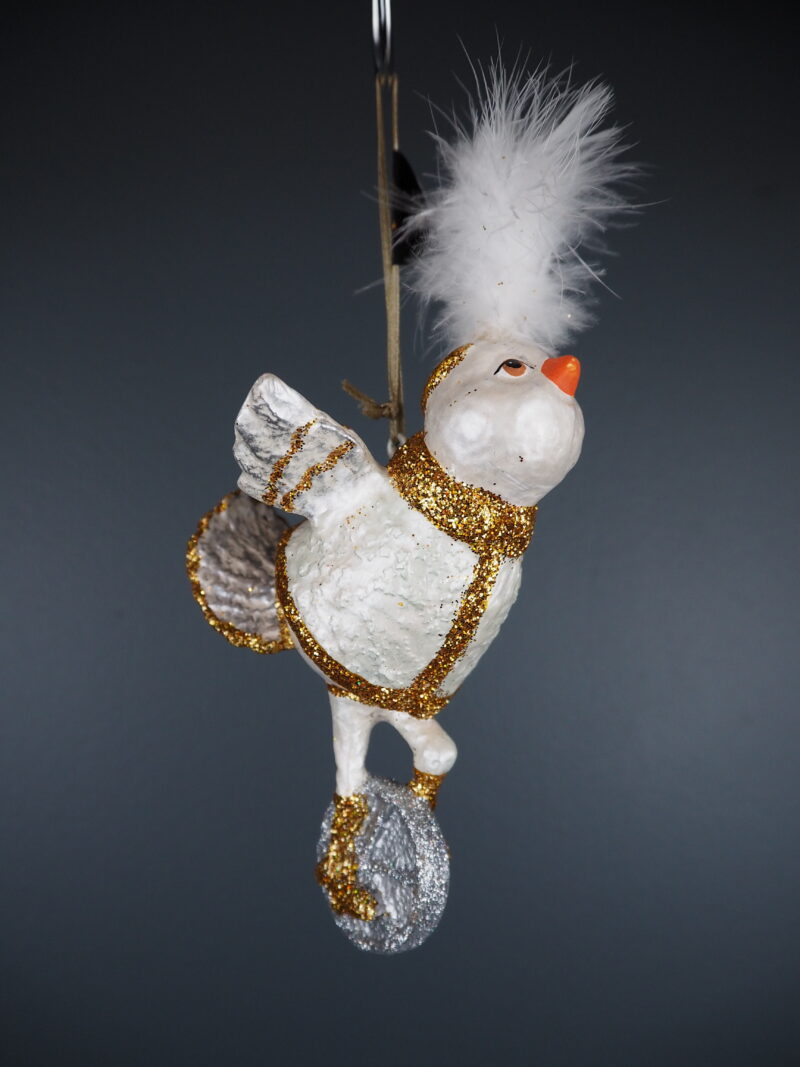 Circus chick on unicycle white orn