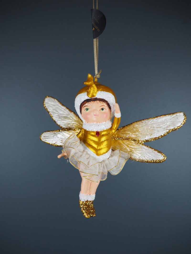 Baby Dragonfly fairy in white orn