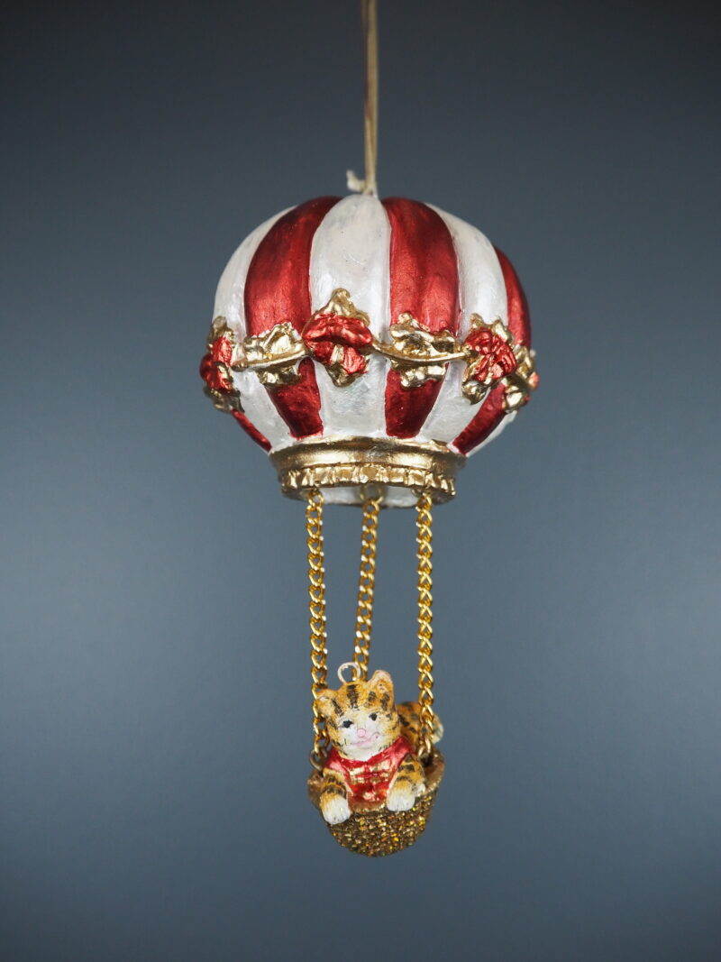 Cat Balloon red/white orn