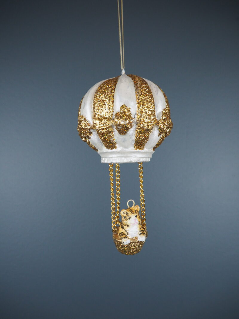 Cat  Balloon white/gold glits