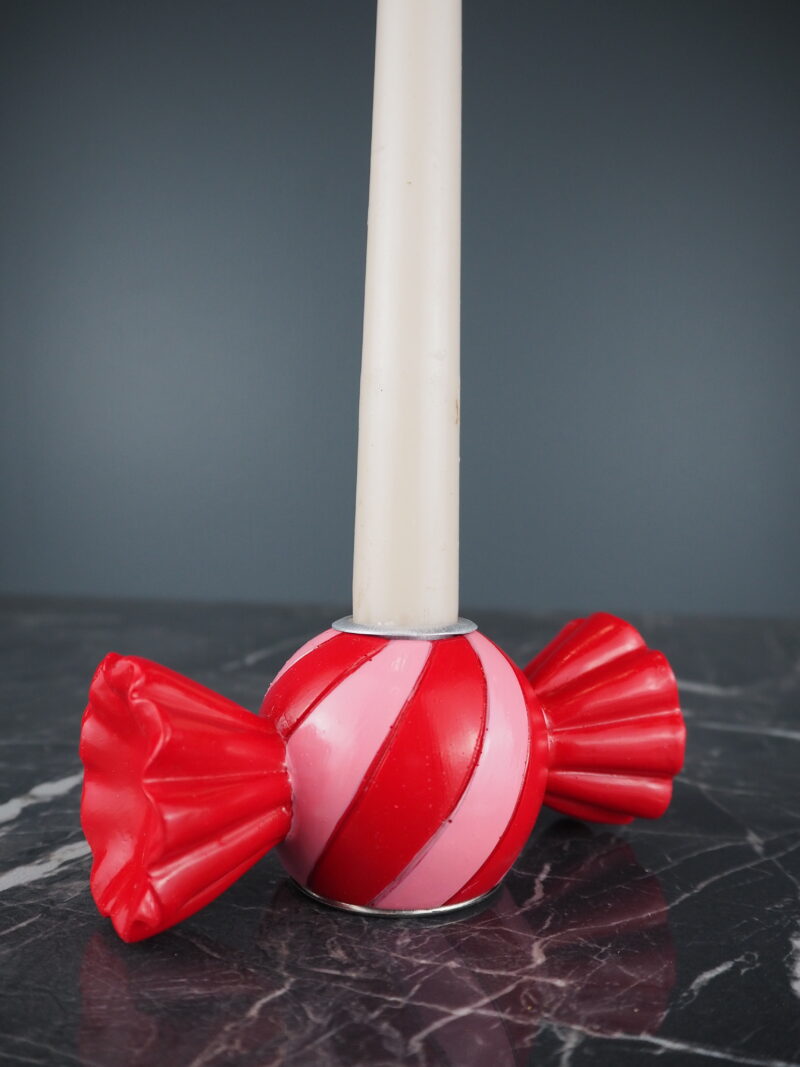 Candy candle holder red/pink