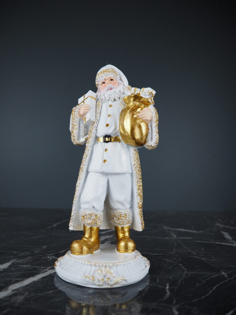 Santa w gifts white 17 cm